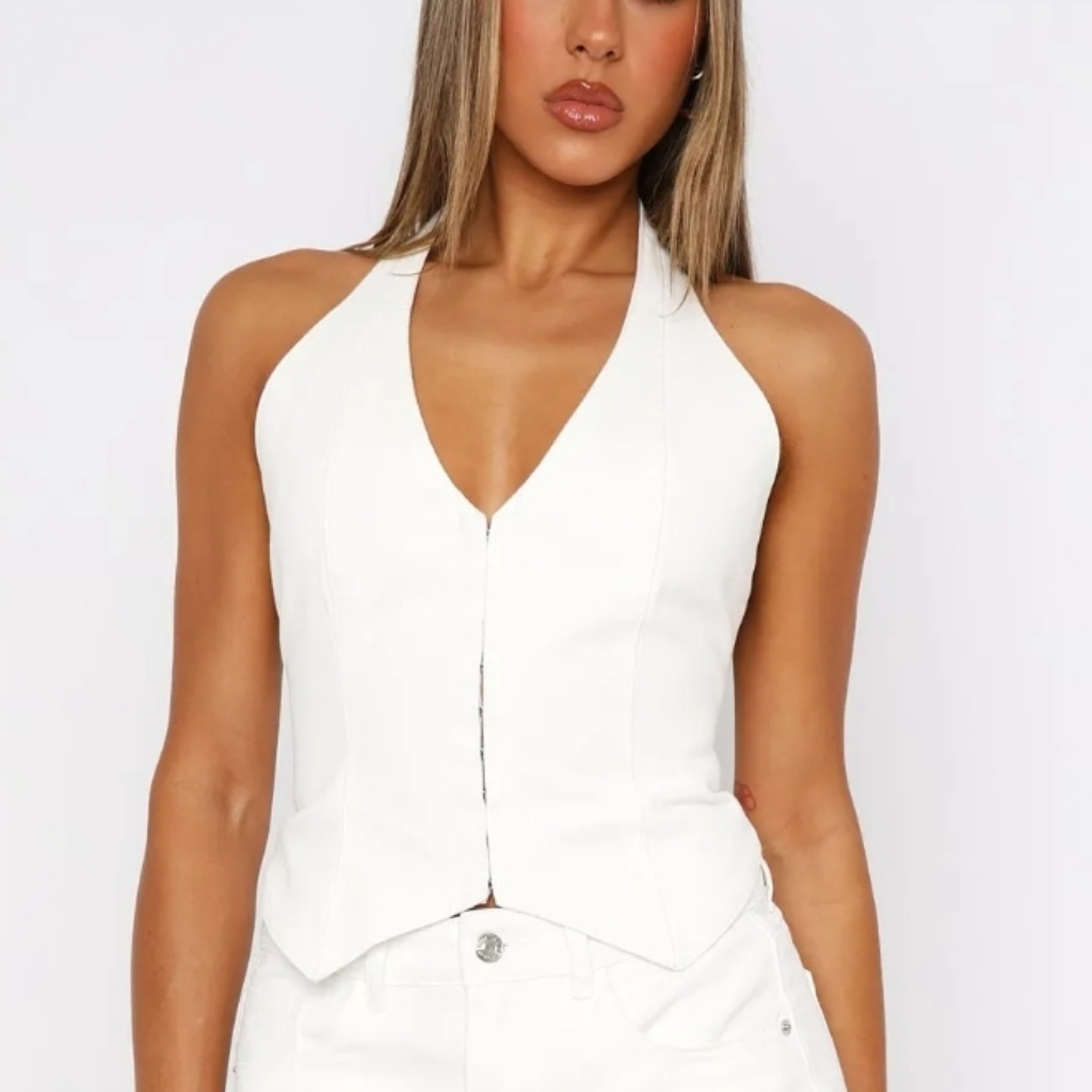 Nwot White Fox Boutique On My Radar Halter Bustier - White, Size Xs